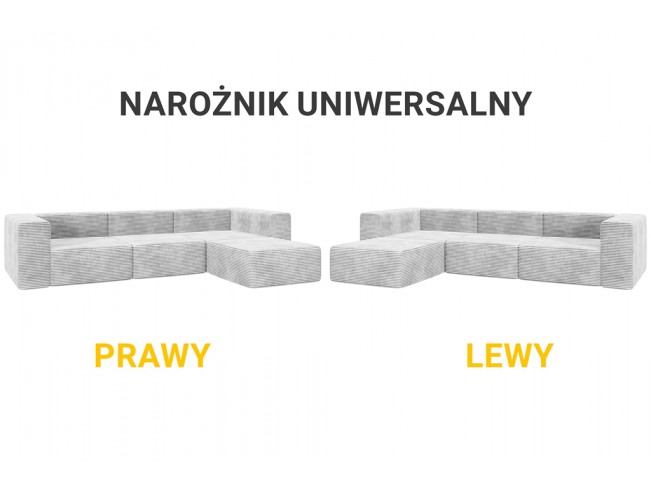 Narożnik modułowy Lenn L Top sztruks 1 biały