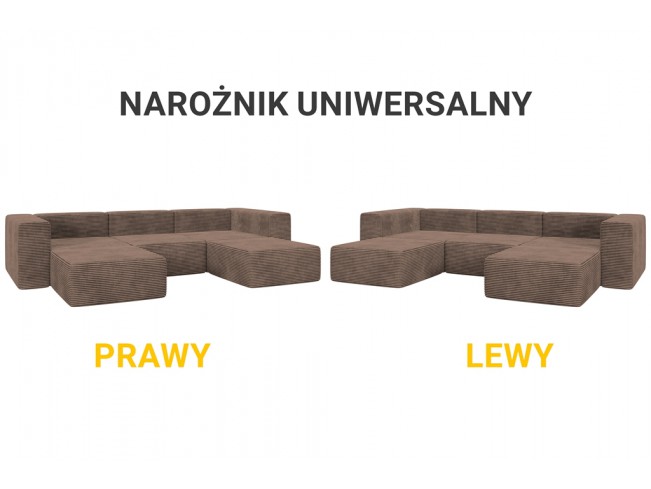 Narożnik modułowy Lenn U Top sztruks 29 brązowy