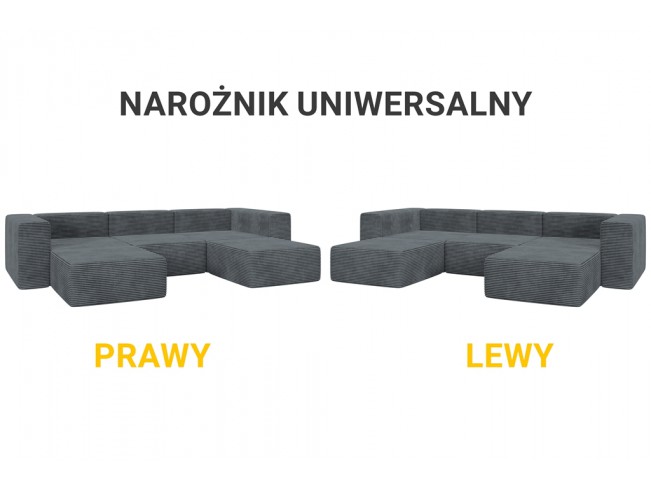 Narożnik modułowy Lenn U Top sztruks 95 ciemny szary