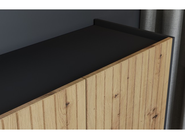 Komoda LEND 2 150 czarna/dąb artisan