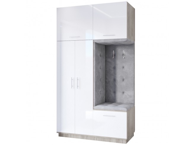 Szafa garderoba Milo 3 szary połysk 150 cm - widok z przodu