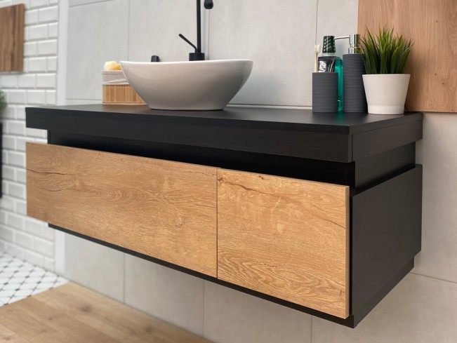 Szafka łazienkowa Seli biały mat/dąb lefkas wisząca 110 cm