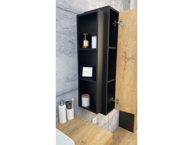 Słupek wiszący Seli czarny mat/dąb lefkas 100 cm