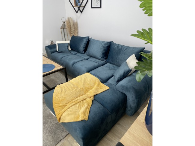 Narożnik Bego L bez funkcji spania welur Monolith 76 lazurowy