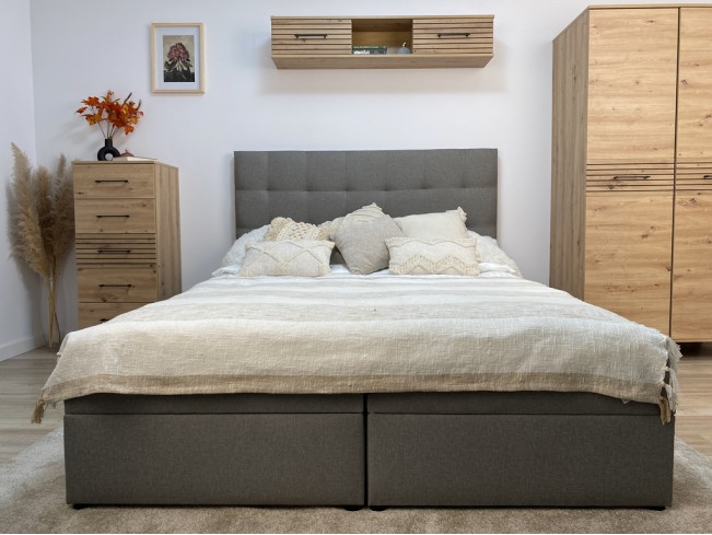 Łóżko kontynentalne Sleepy 180 Sawana 21 jasny szary