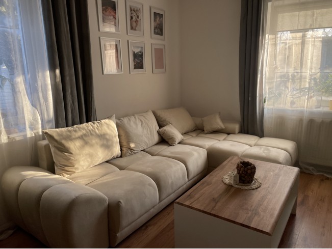 Narożnik Bego L z funkcją spania welur Monolith 04 beżowy