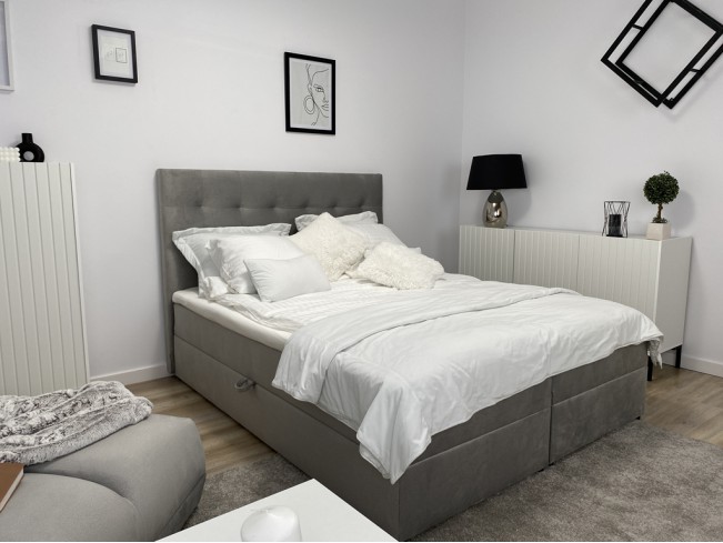 Łóżko kontynentalne Sleepy 160 Monolith 84 jasny szary