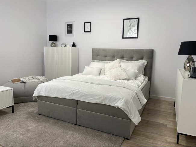 Łóżko kontynentalne Sleepy 140 Monolith 84 jasny szary