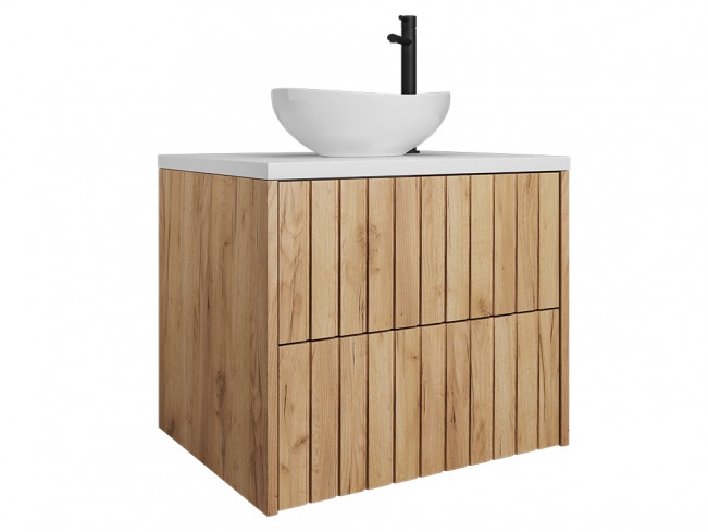 Szafka łazienkowa Ryfi 60 złoty dąb/biały - widok ogólny