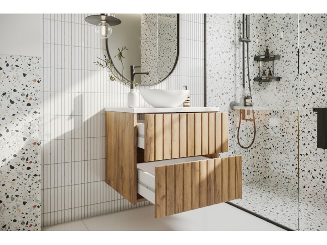 Szafka łazienkowa Ryfi złoty dąb/biały wisząca 60 cm