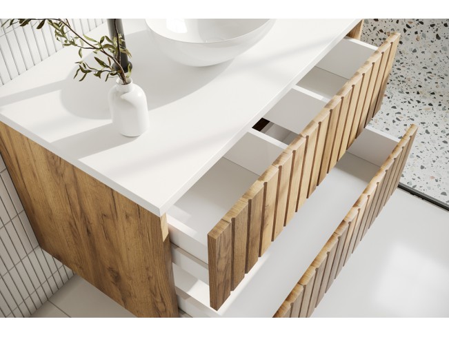 Szafka łazienkowa Ryfi złoty dąb/biały wisząca 80 cm