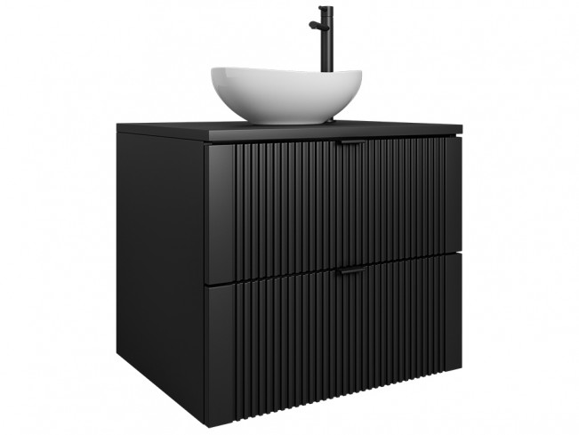 Szafka łazienkowa Daki 60 czarna mat ryflowana - widok ogólny