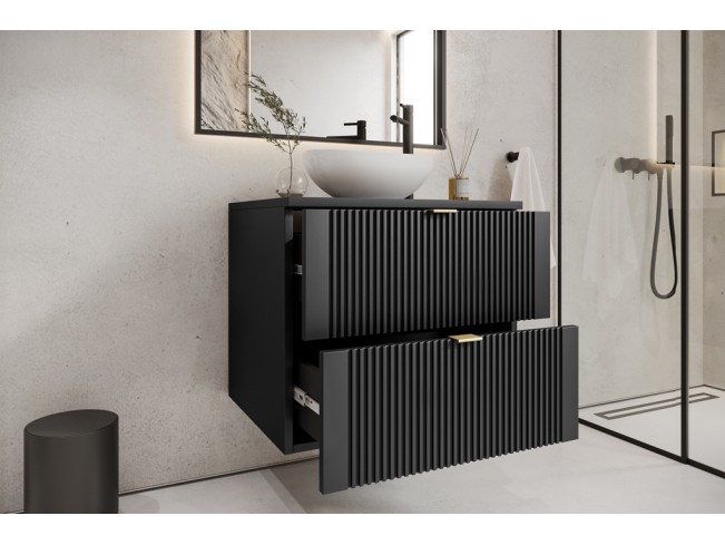 Szafka łazienkowa Daki czarna perła/złoty wisząca 60 cm