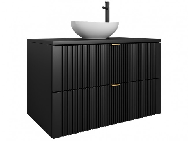 Szafka łazienkowa Daki 80 czarna/złota - widok ogólny