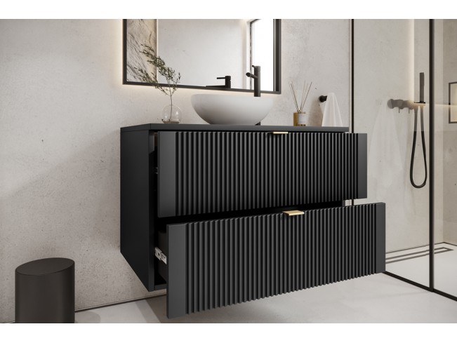 Szafka łazienkowa Daki czarna/złoty wisząca 80 cm