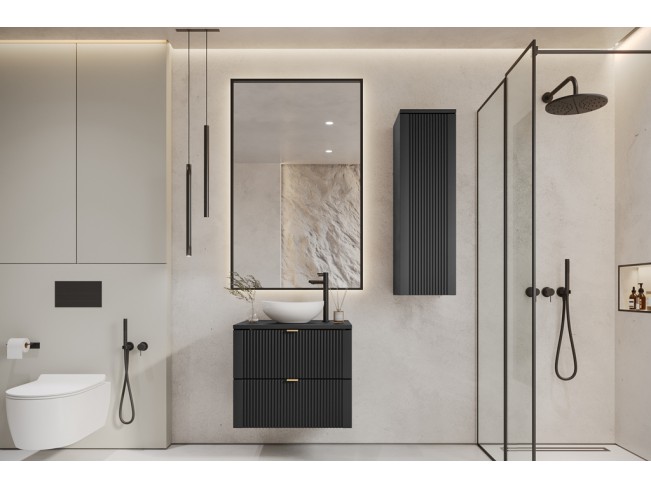 Łazienka Daki 60 1 czarna perła/złoty zestaw mebli wiszących