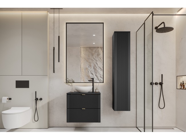 Łazienka Daki 60 2 czarna perła/złoty zestaw mebli wiszących