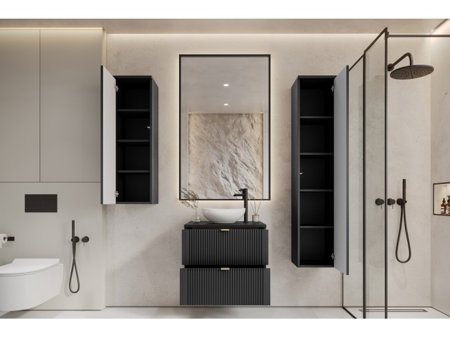 Łazienka Daki 60 3 czarna perła/złoty zestaw mebli wiszących