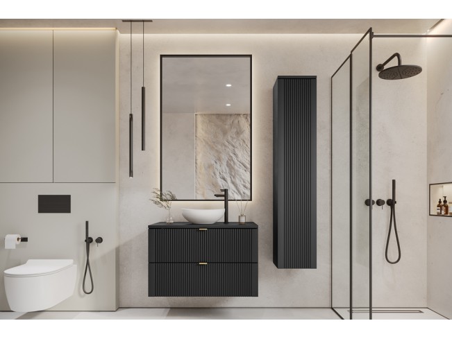 Łazienka Daki 80 2 czarna perła/złoty zestaw mebli wiszących
