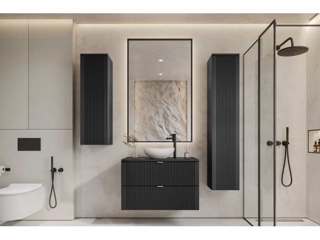 Łazienka Daki 80 3 czarna perła/złoty zestaw mebli wiszących