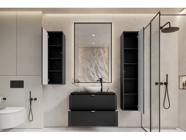 Łazienka Daki 80 3 czarna perła/złoty zestaw mebli wiszących