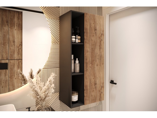 Łazienka Wota 1 czarny mat/dąb wotan zestaw mebli wiszących