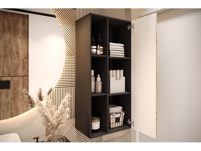 Łazienka Wota 1 czarny mat/dąb wotan zestaw mebli wiszących