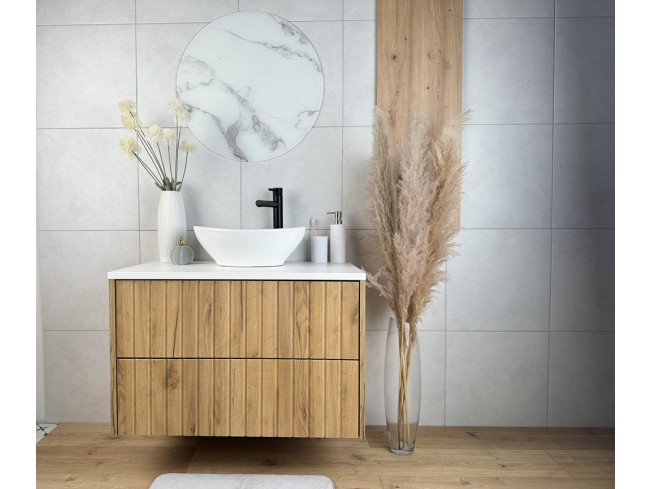 Szafka łazienkowa Ryfi złoty dąb/biały wisząca 80 cm