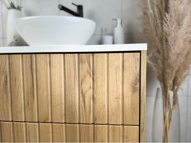 Szafka łazienkowa Ryfi złoty dąb/biały wisząca 80 cm