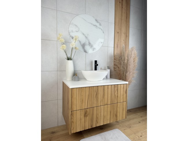 Szafka łazienkowa Ryfi złoty dąb/biały wisząca 60 cm