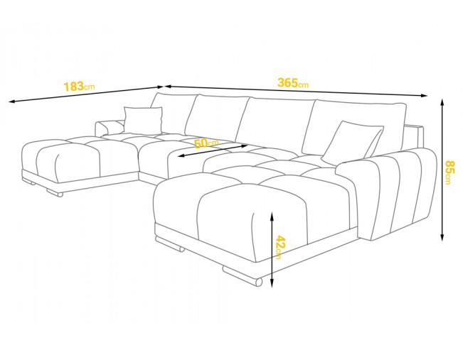 Narożnik Bego U bez funkcji spania welur Monolith 76 lazurowy