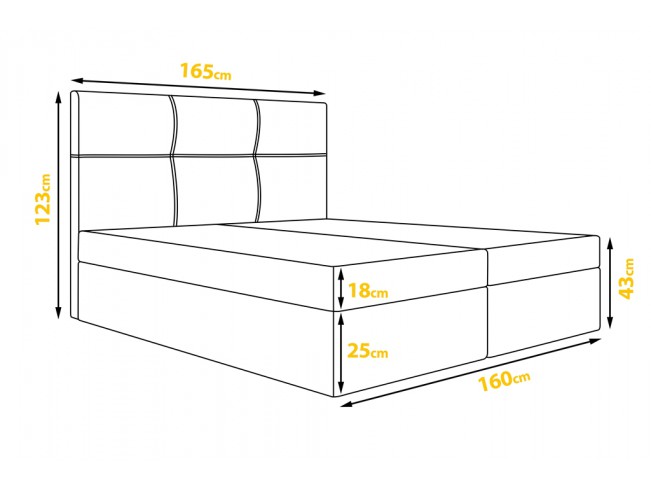Łóżko kontynentalne Fado 1 160 Monolith 84 jasny szary