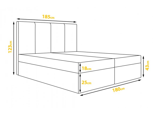 Łóżko kontynentalne Fado 3 180 Monolith 70 błękitny