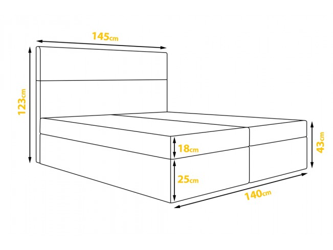Łóżko kontynentalne Fado 4 140 Monolith 95 ciemny szary