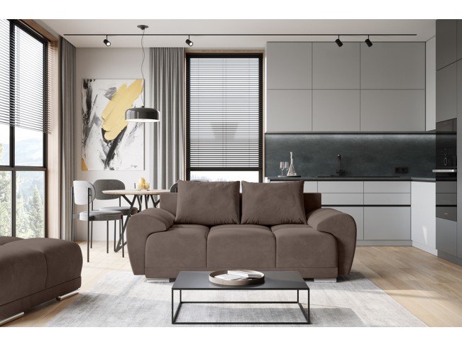 Sofa Bego 2 bez funkcji spania welur Monolith 15 mleczna czekolada