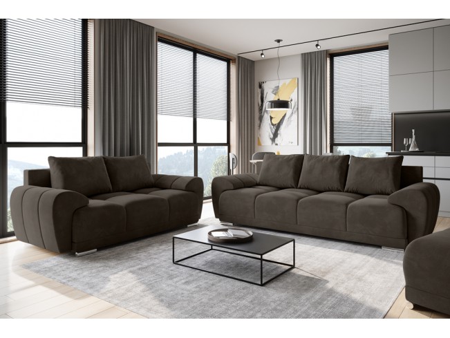 Sofa Bego 2 bez funkcji spania welur Monolith 20 szary brąz