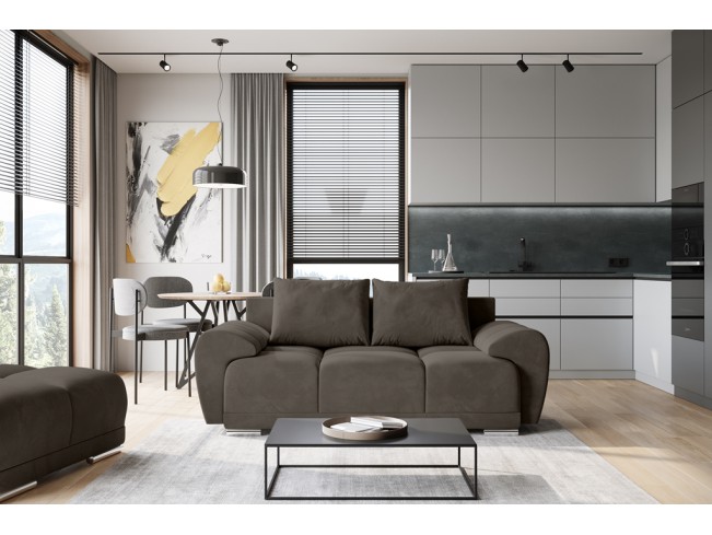 Sofa Bego 2 bez funkcji spania welur Monolith 20 szary brąz