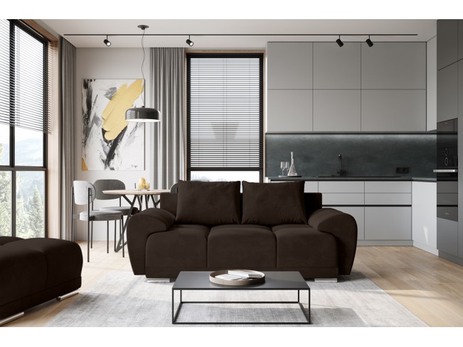 Sofa Bego 2 bez funkcji spania welur Monolith 29 ciemny brąz