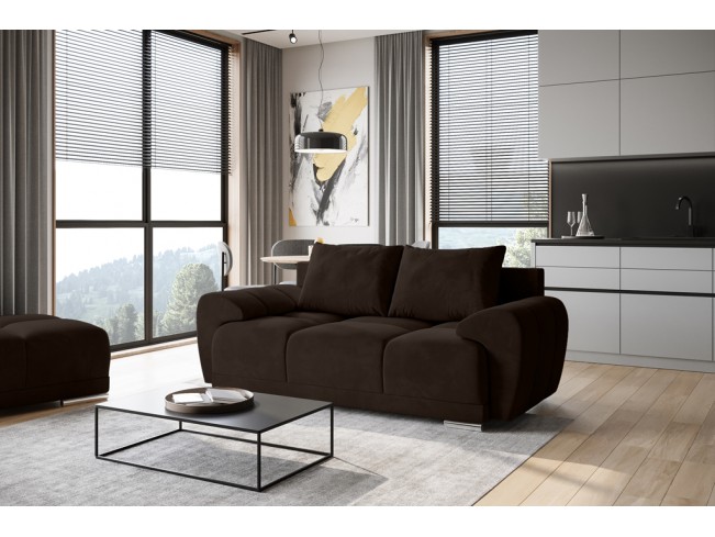 Sofa Bego 2 bez funkcji spania welur Monolith 29 ciemny brąz