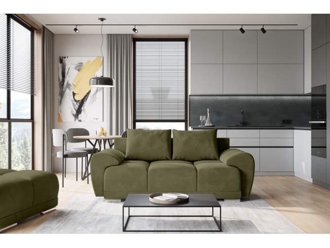 Sofa Bego 2 bez funkcji spania welur Monolith 38 oliwkowy