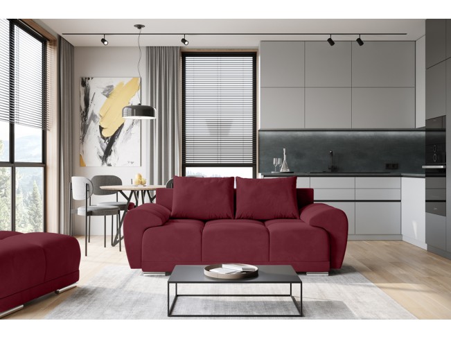 Sofa Bego 2 bez funkcji spania welur Monolith 59 czerwony