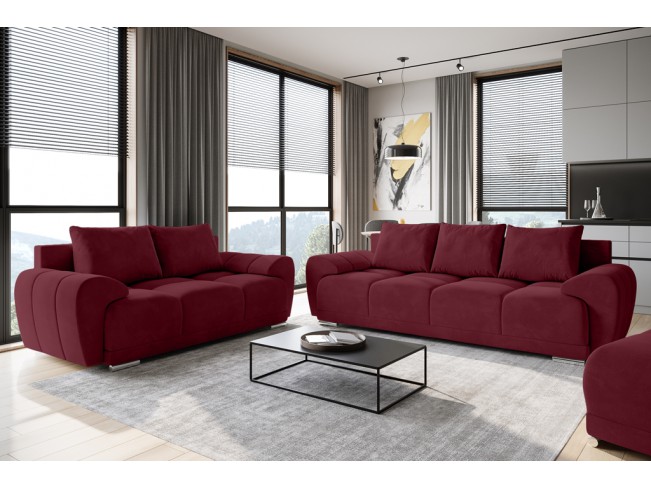 Sofa Bego 2 bez funkcji spania welur Monolith 59 czerwony