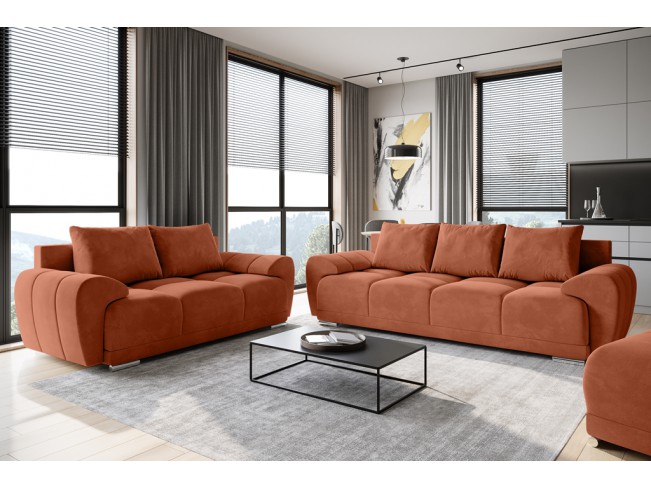 Sofa Bego 2 bez funkcji spania welur Monolith 61 morelowy