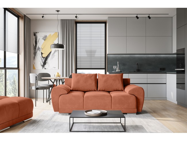 Sofa Bego 2 bez funkcji spania welur Monolith 61 morelowy