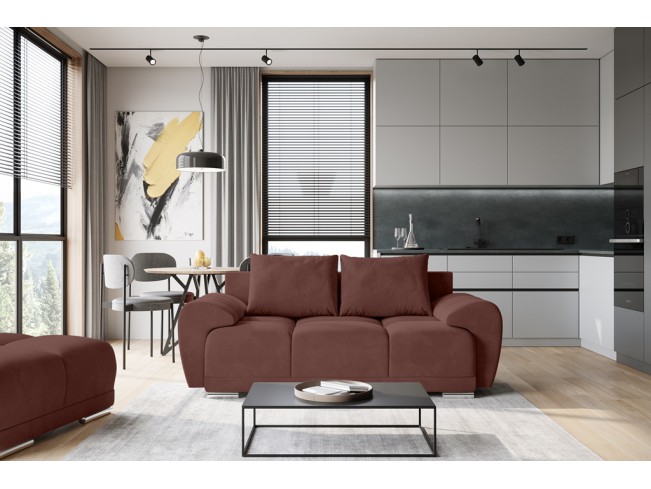 Sofa Bego 2 bez funkcji spania welur Monolith 63 brudny róż