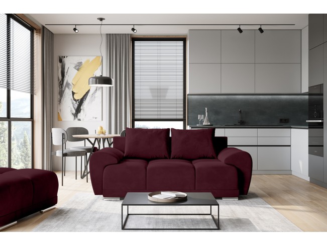 Sofa Bego 2 bez funkcji spania welur Monolith 69 bordowy