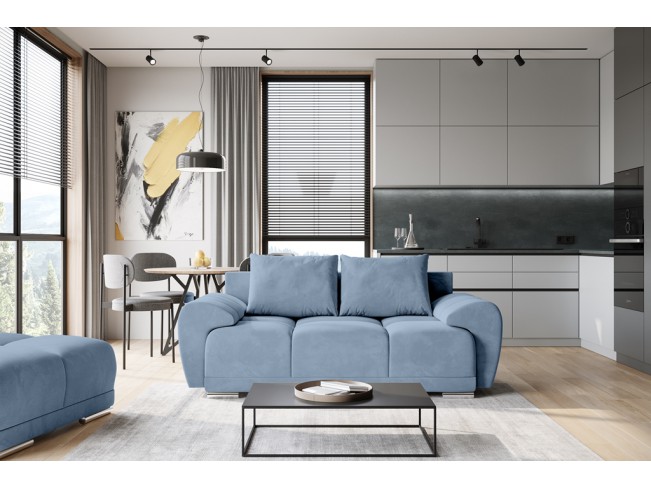 Sofa Bego 2 bez funkcji spania welur Monolith 70 szaro-niebieski