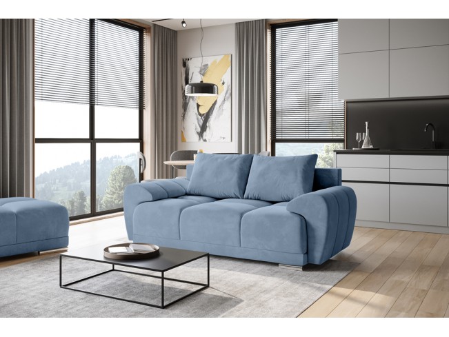 Sofa Bego 2 bez funkcji spania welur Monolith 70 szaro-niebieski