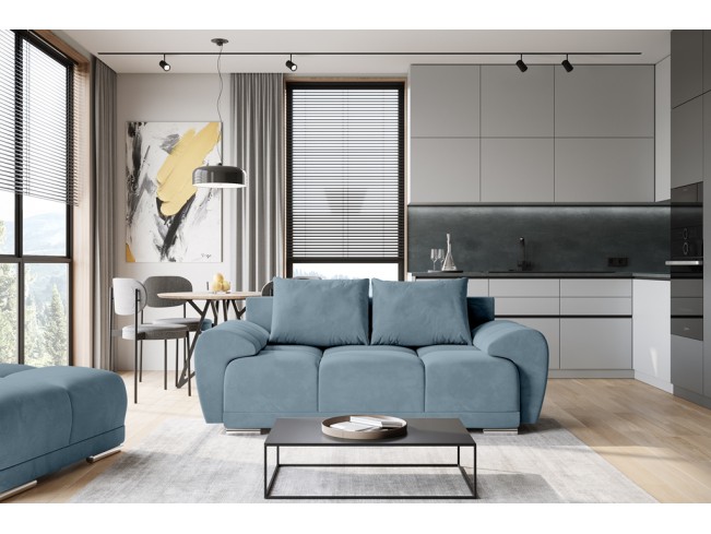 Sofa Bego 2 bez funkcji spania welur Monolith 72 błękitny