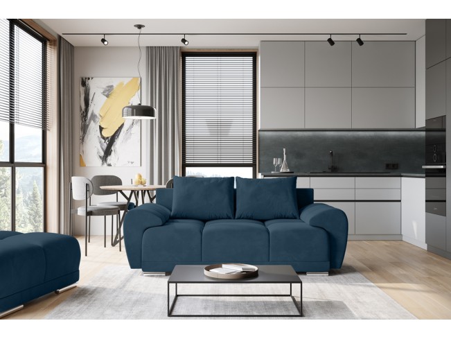 Sofa Bego 2 bez funkcji spania welur Monolith 76 lazurowy